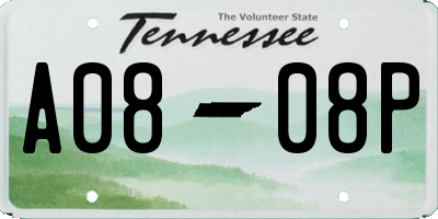 TN license plate A0808P
