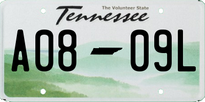 TN license plate A0809L