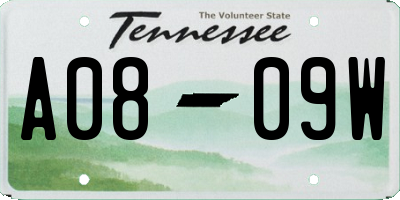 TN license plate A0809W