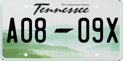 TN license plate A0809X