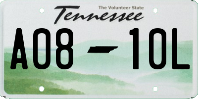 TN license plate A0810L