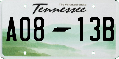 TN license plate A0813B