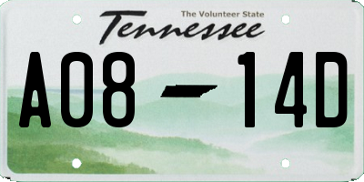 TN license plate A0814D