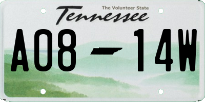 TN license plate A0814W