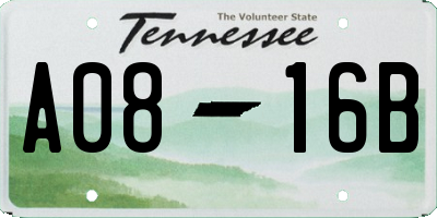 TN license plate A0816B