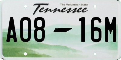 TN license plate A0816M