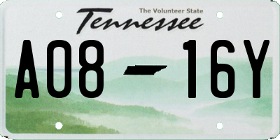 TN license plate A0816Y