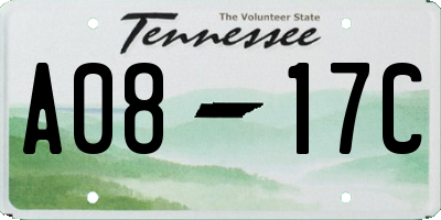 TN license plate A0817C