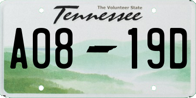 TN license plate A0819D