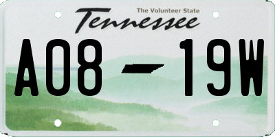 TN license plate A0819W