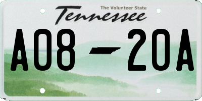 TN license plate A0820A