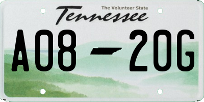 TN license plate A0820G
