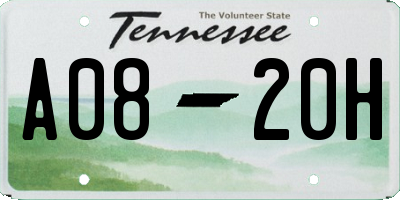 TN license plate A0820H