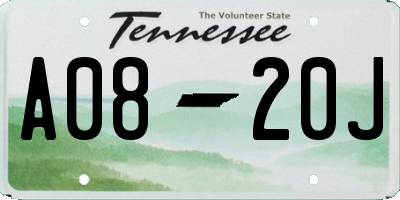 TN license plate A0820J