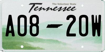 TN license plate A0820W