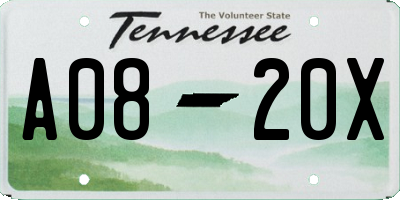 TN license plate A0820X