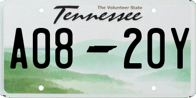 TN license plate A0820Y