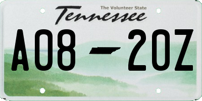 TN license plate A0820Z