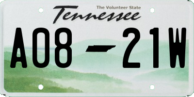 TN license plate A0821W