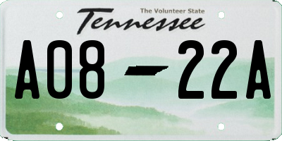 TN license plate A0822A