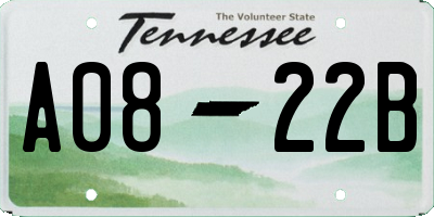 TN license plate A0822B