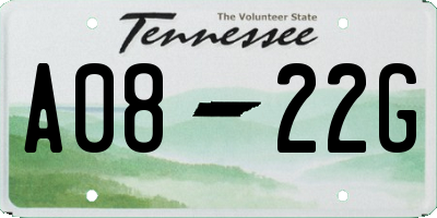 TN license plate A0822G
