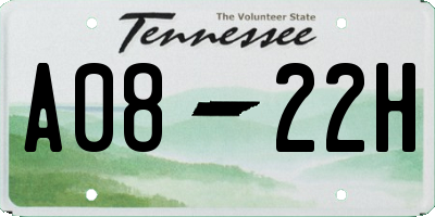 TN license plate A0822H