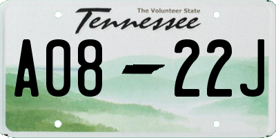 TN license plate A0822J