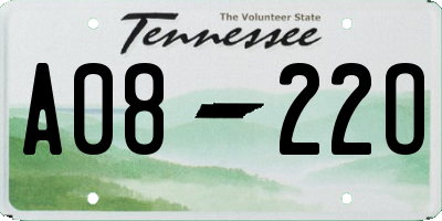 TN license plate A0822O