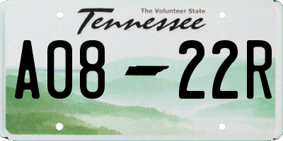 TN license plate A0822R