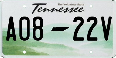 TN license plate A0822V