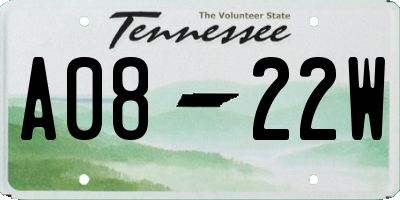 TN license plate A0822W