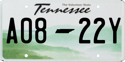 TN license plate A0822Y