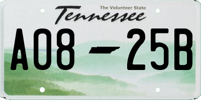 TN license plate A0825B