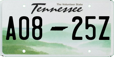 TN license plate A0825Z