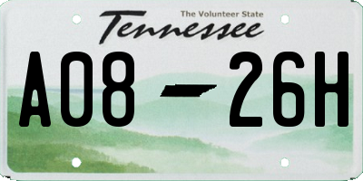 TN license plate A0826H