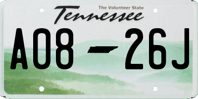 TN license plate A0826J
