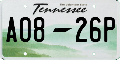 TN license plate A0826P