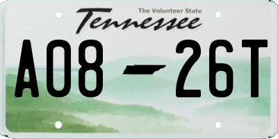 TN license plate A0826T