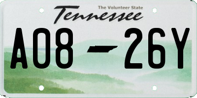 TN license plate A0826Y