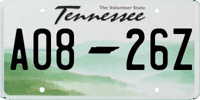 TN license plate A0826Z