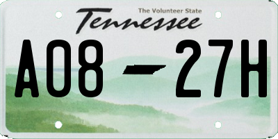 TN license plate A0827H