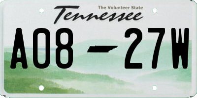 TN license plate A0827W