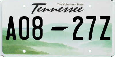 TN license plate A0827Z