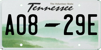 TN license plate A0829E
