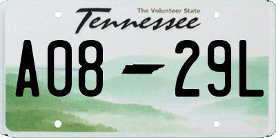 TN license plate A0829L