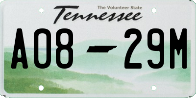 TN license plate A0829M
