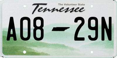 TN license plate A0829N