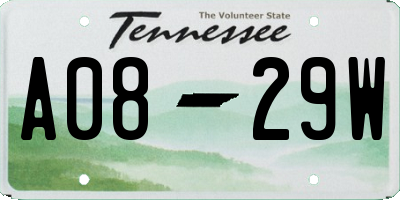 TN license plate A0829W