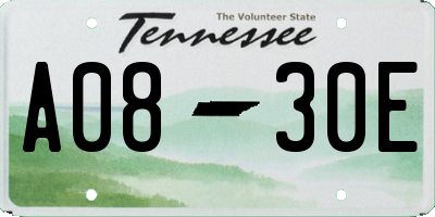 TN license plate A0830E